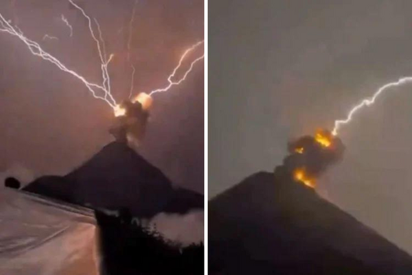 Registros da tempestade de raios que atingiu Vulcão de Fogo, na Guatemala
