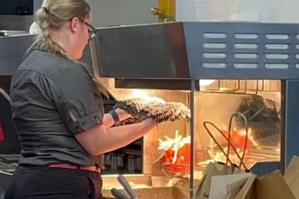 Funcionária de McDonald's na Austrália é vista secando esfregão sujo acima de batatas fritas