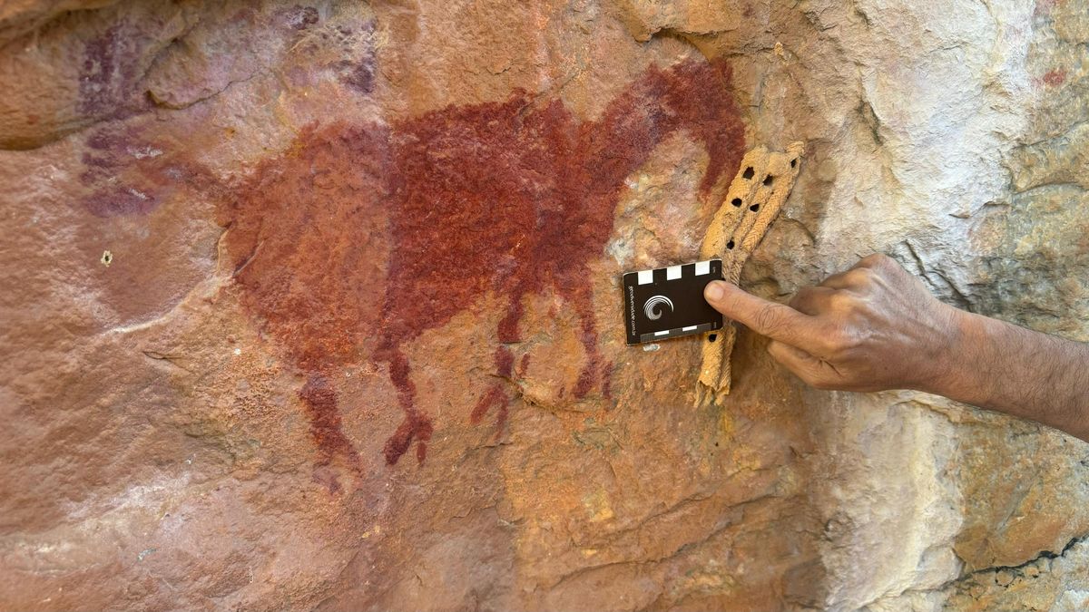 A pintura foi encontrada em paredões de pedra