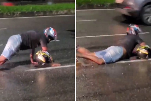 Motociclista caiu durante acidente