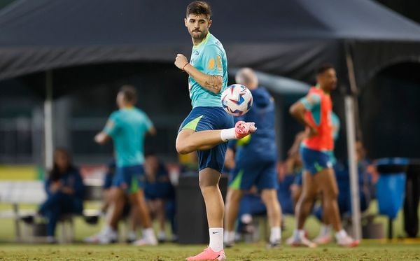 Beraldo em treino da Seleção Brasileira