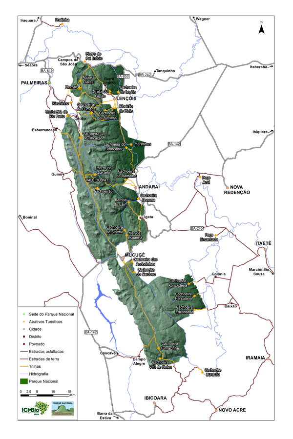 Mapa do Parque Nacional da Chapada Diamantina