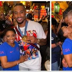 Imagem - Marido de Simone Biles é criticado por usar medalha de ouro no pescoço