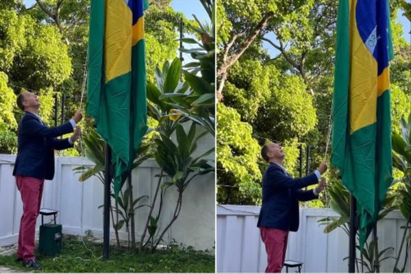 Bandeira brasileira foi hasteada na embaixada