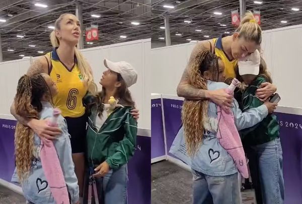 Thaisa é consolada por Rayssa Leal e Rebeca Andrade por Reprodução