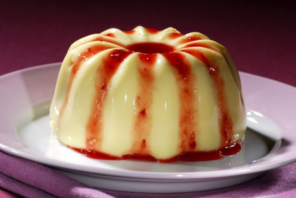 Pudim de iogurte com calda de morango (Imagem: Carmen Steiner | Shutterstock)  por  