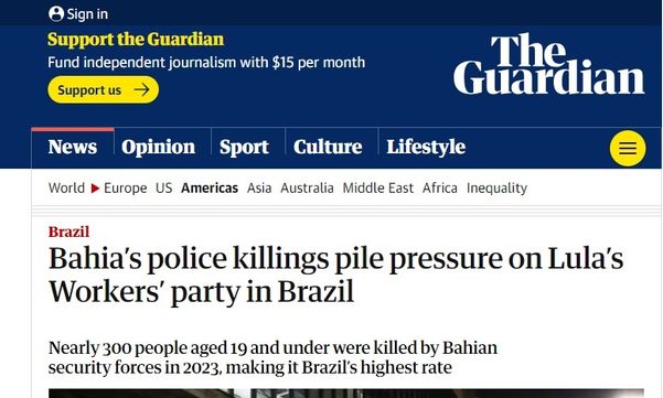 The Guardian destaca violência policial na Bahia