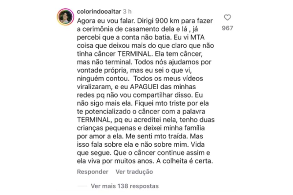 Cerimonialista diz ter se sentido traída