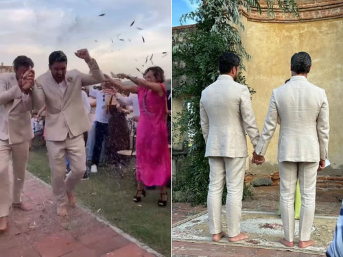 Marco Pigossi e marido em casamento intimista