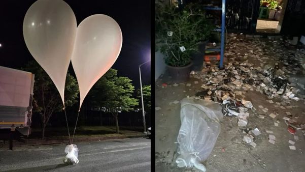 Imagens mostram balões com dejetos enviados à Coreia do Sul