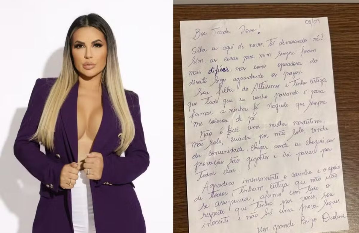Deolane Bezerra escreve carta de dentro da cadeia