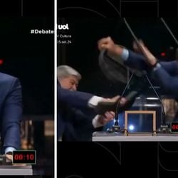 Imagem - Datena agride Marçal com uma cadeira após ser provocado em debate