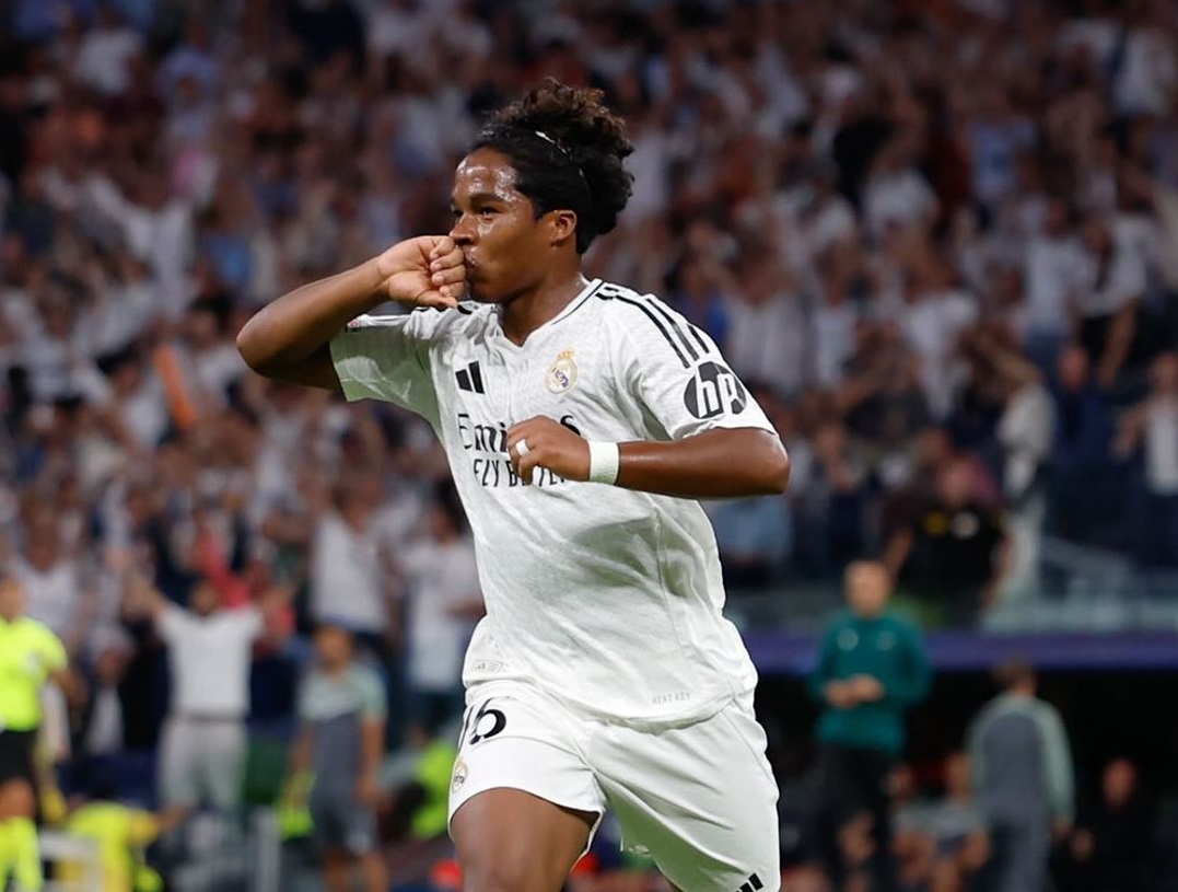 Endrick comemora primeiro gol na Liga dos Campeões  por Divulgação/Real Madrid 