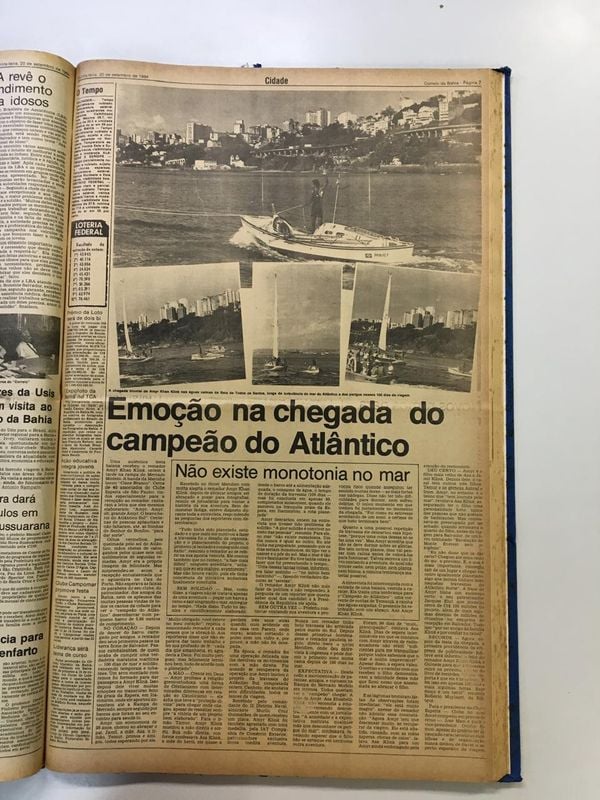 Correio da Bahia noticiando chegada de Amyr Klink