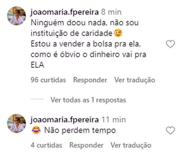 João Maria comenta sobre venda da bolsa