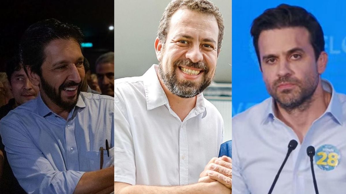 Ricardo Nunes (MDB), Guilherme Boulos (PSOL) e Pablo Marçal (PRTB)