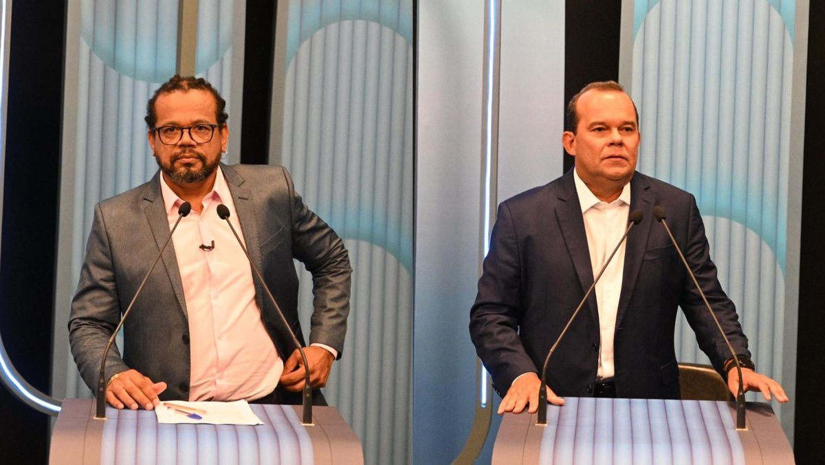 Kleber Rosa e Geraldo Júnior no debate da TV Bahia