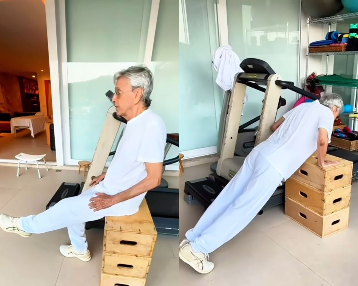 Caetano Veloso fazendo exercício