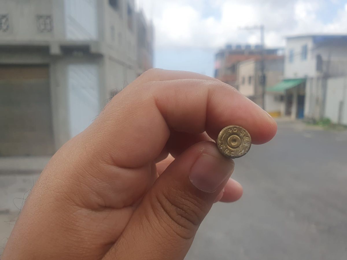 Cápsula de bala encontrada no local do crime em Sete de Abril