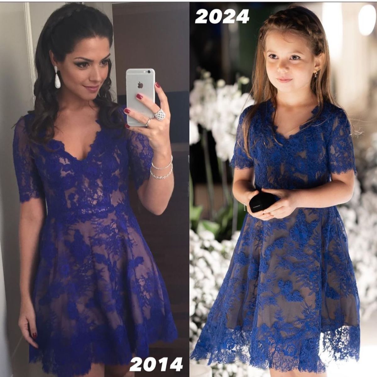 Filha de Thais Fersoza com o vestido do casamento da mãe