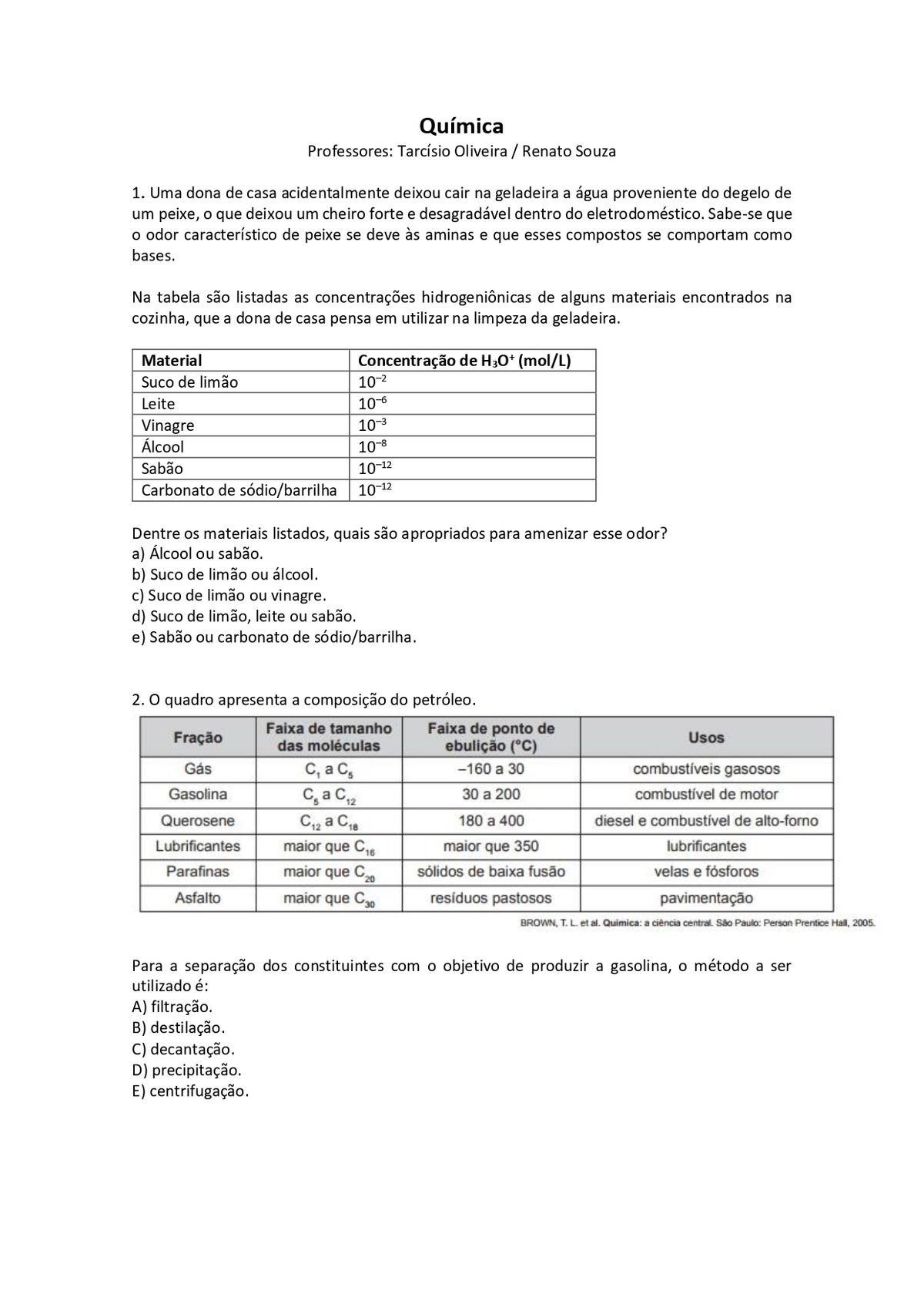 Questões de química