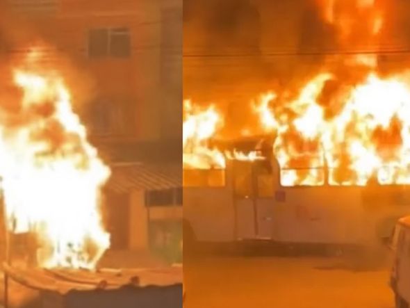 Imagem - Ônibus sofre pane elétrica e pega fogo no Subúrbio de Salvador