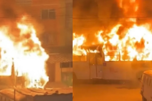 Ônibus pega fogo em Salvador 