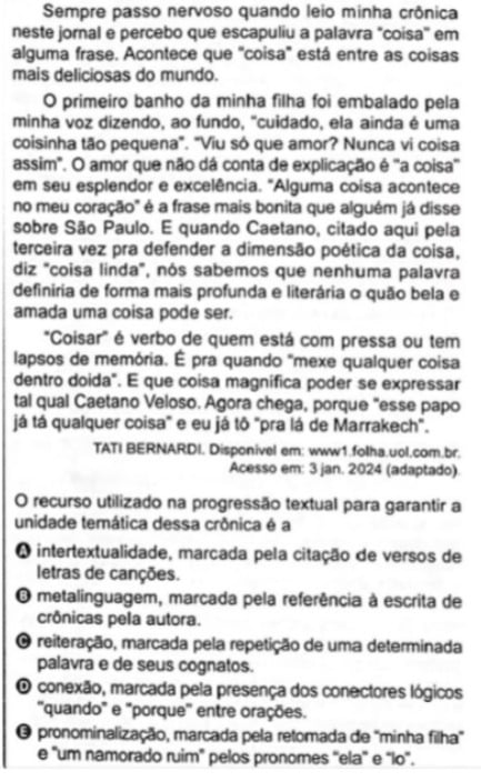 Questão do Enem na qual Caetano Veloso foi citado