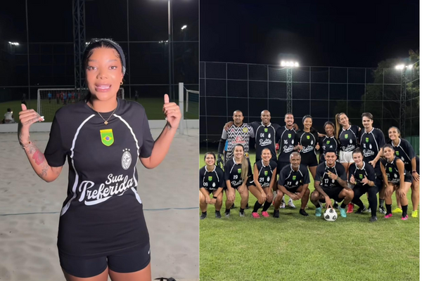 Ludmilla e amigos famosos em partida de futebol