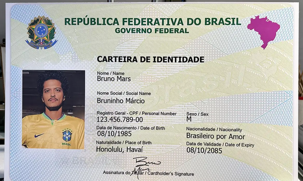 Carteira de Identidade Nacional declara 