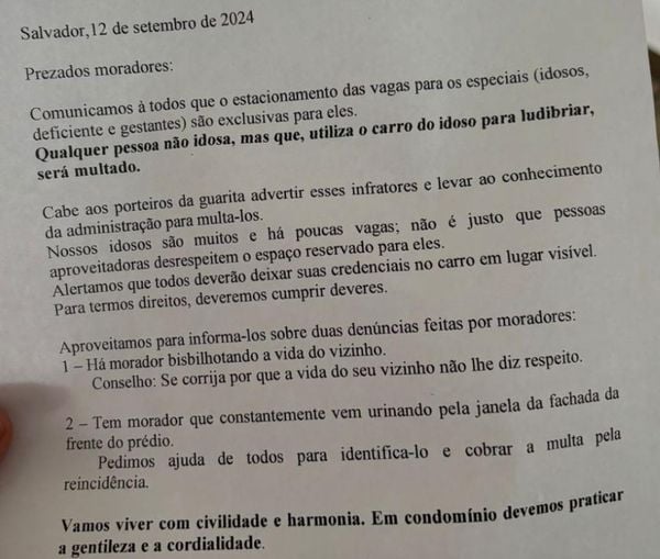 Síndica alerta para problemas em condomínio no Politeama