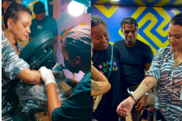 Baiana tatua presidente do Banco do Brasil no Afropunk