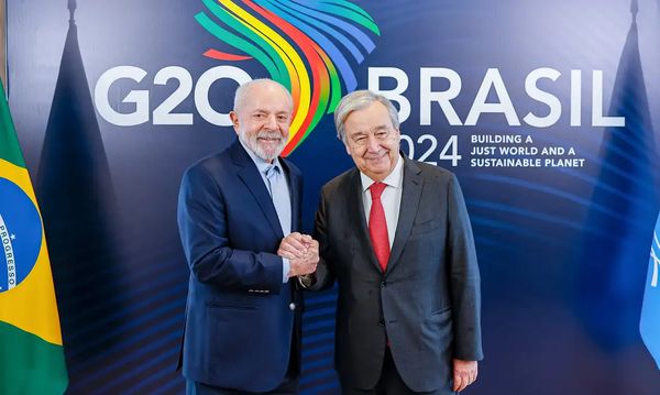 Presidente da República, Luiz Inácio Lula da Silva durante reunião com o Secretário-Geral da Organização das Nações Unidas, António Guterres no G20 Brasil