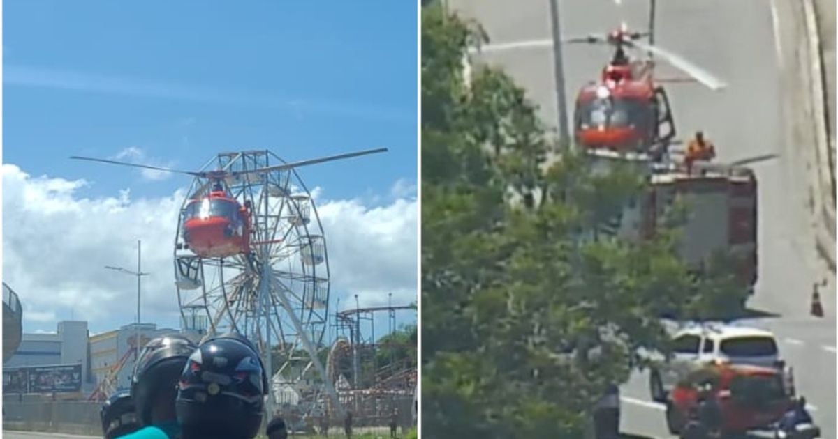 Imagem - Helicóptero dos Bombeiros pousa na Paralela para socorrer motorista