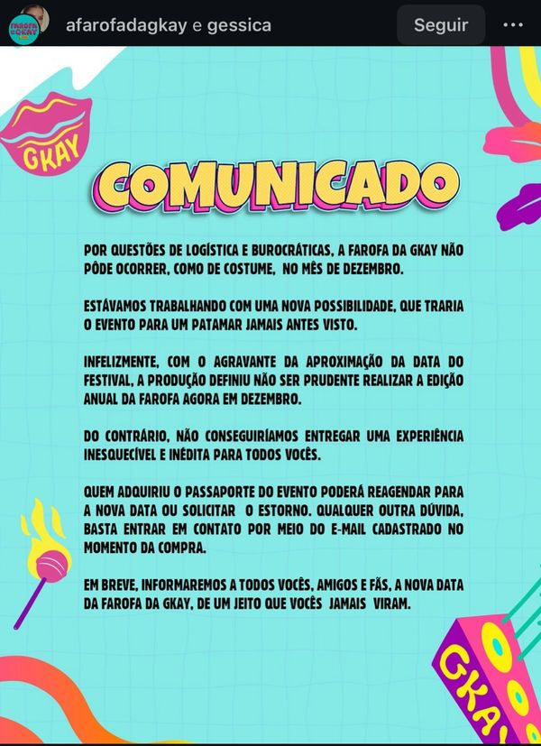 Comunicado da Farofa