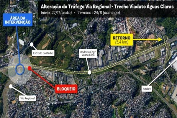 Tráfego na Via Regional será alterado, temporariamente, neste fim de semana