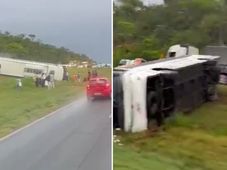 Imagem - Ônibus tomba e deixa 10 feridos na BR-324