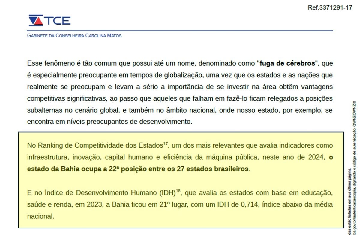 Trecho do voto da conselheira Carolina Matos