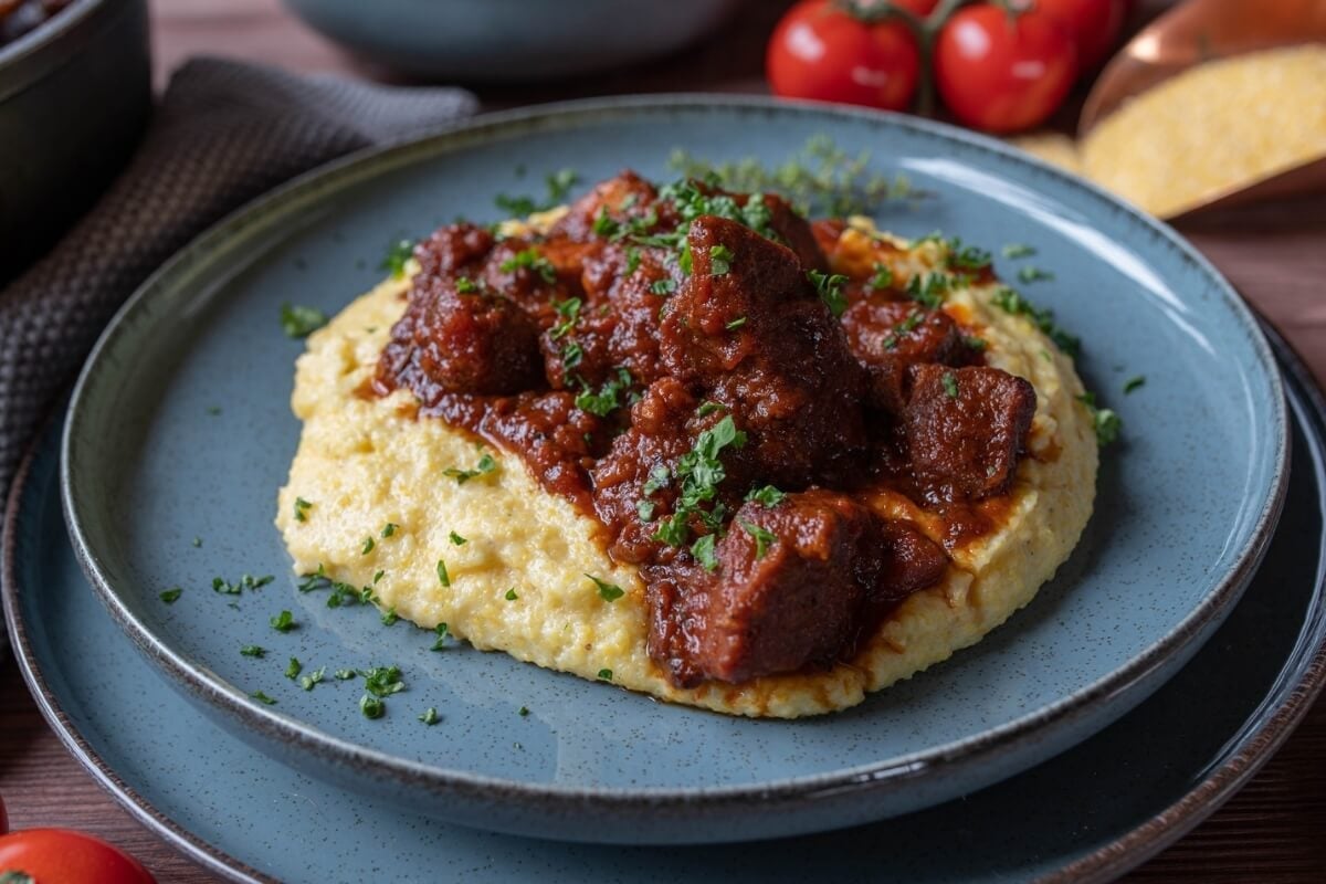 Carne com polenta (Imagem: krolikova | Shutterstock) 