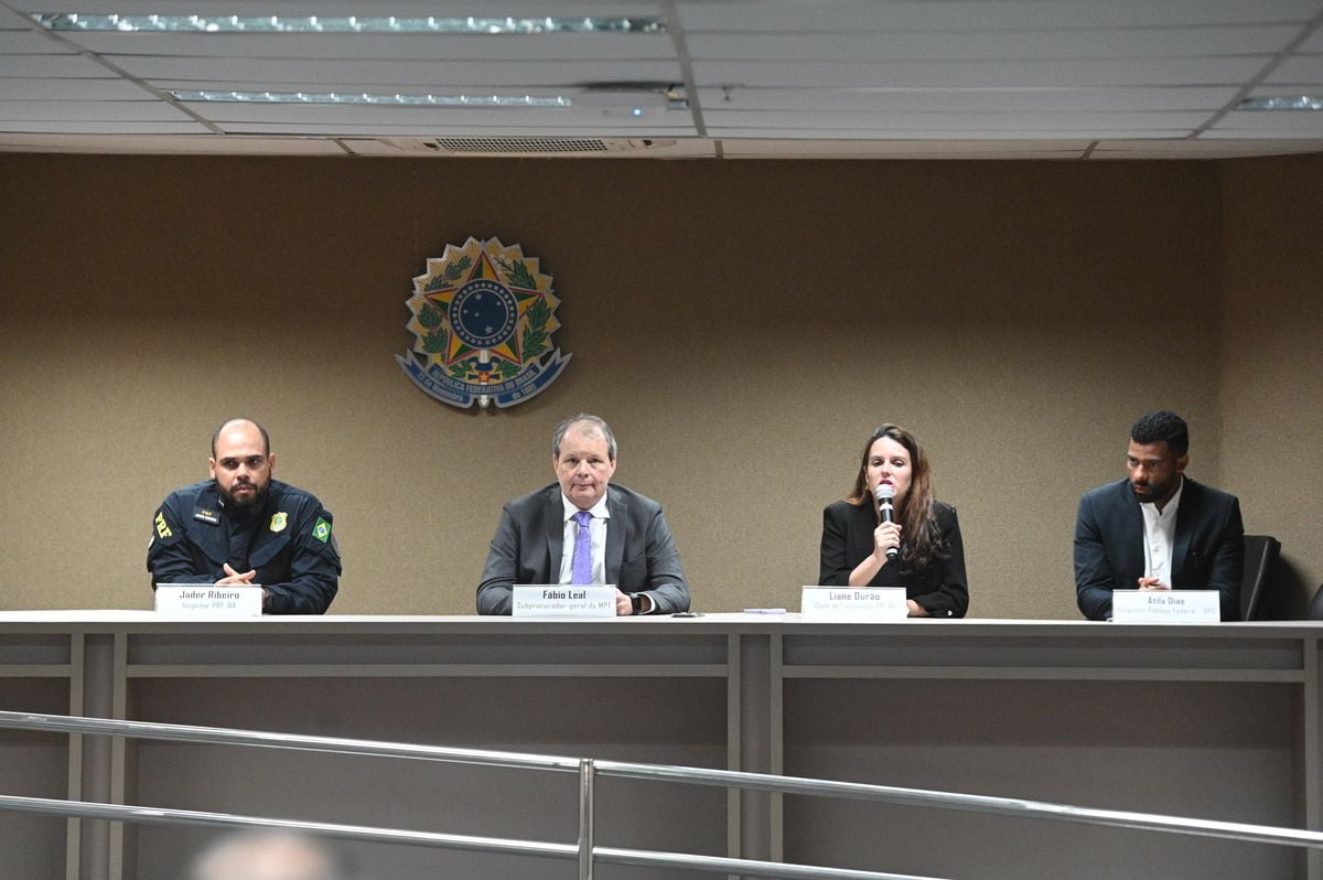 Fábio Leal - subprocurador-geral do trabalho do MPT, Liane Durão - Auditora-fiscal do Ministério do Trabalho e Emprego, Jader Ribeiro – Inspetor da Polícia Rodoviária Federal e Átila Dias– procurador do Ministério Público Federal na Bahia