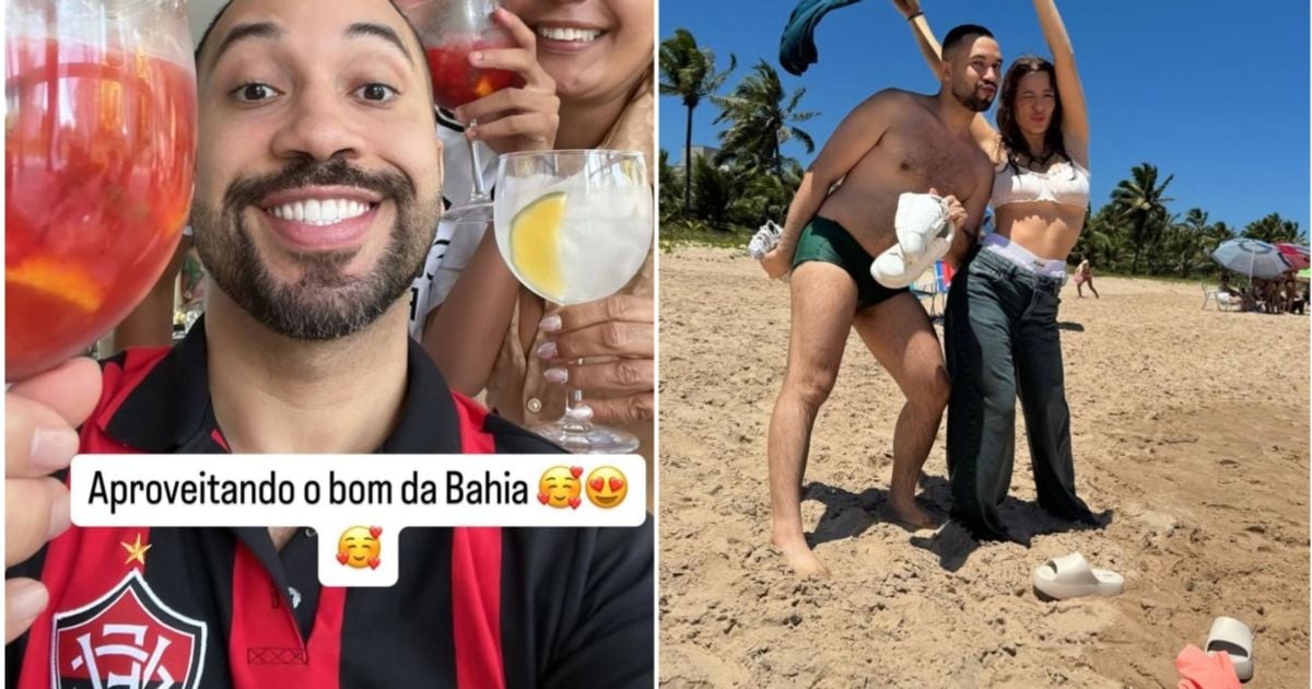 Imagem - De férias na Bahia com Bia do Brás, Gil do Vigor aparece com camisa do Vitória