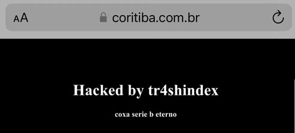 Site do Coritiba hackeado