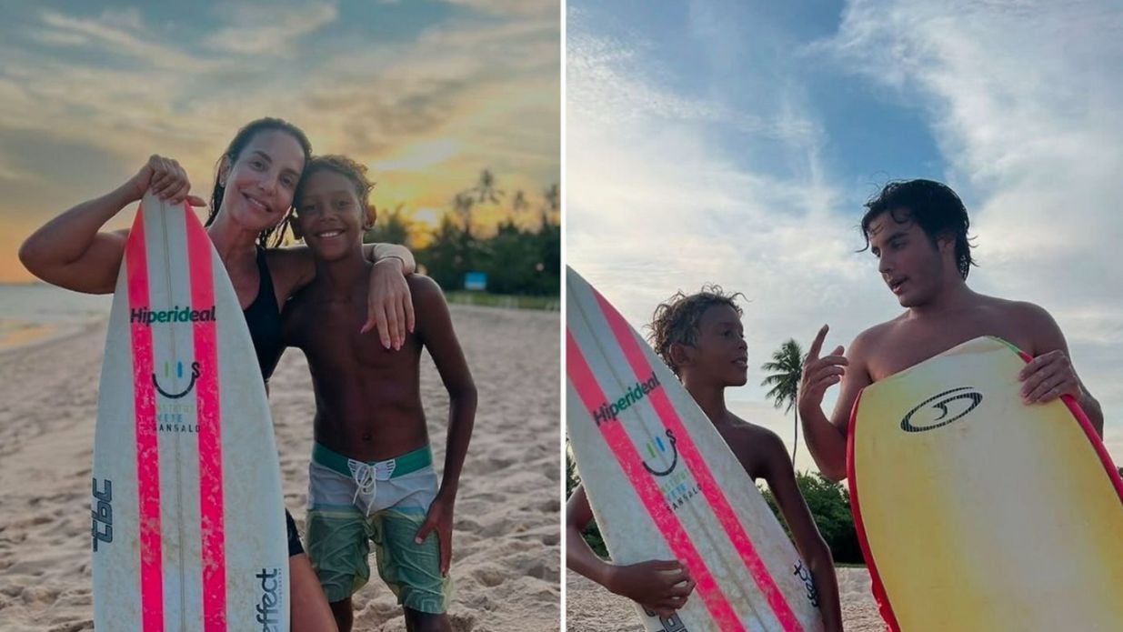 Imagem - Ivete Sangalo aproveita verão e surfa com filho Marcelo na Praia do Forte