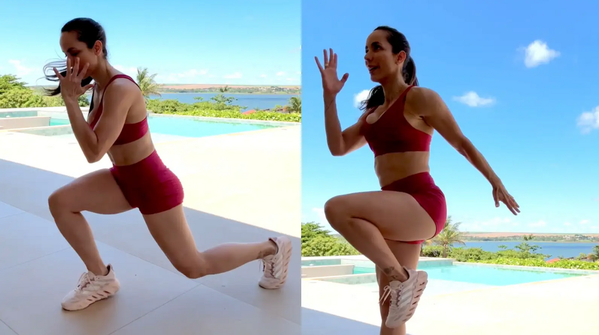 Carol Borba mostra o afundo com salto