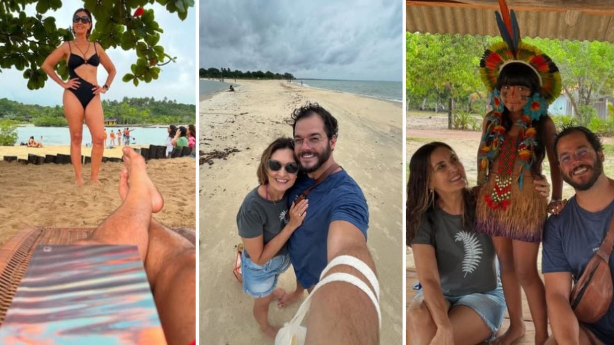 Imagem - Fátima Bernardes e Túlio Gadêlha curtem praia na Bahia e visitam reserva indígena