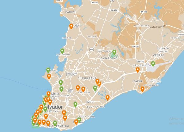 Mapa da FGM com os bens tombados da capital