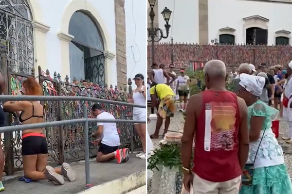 Alguns fiéis já chegaram no Bonfim