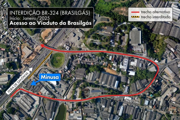 Tráfego na via marginal da BR-324 será alterado a partir deste final de semana