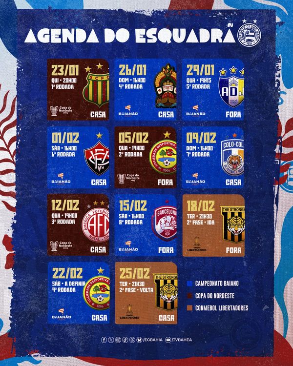 Agenda de jogos do Bahia