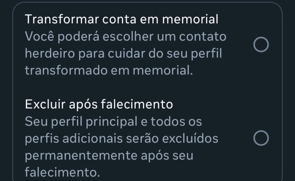 Configurações no Instagram direcionam para o perfil no Facebook